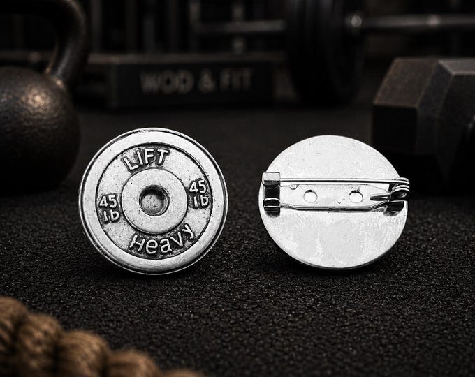 Lapel Pin GYM Weight Plate Lift Heavy 45lbs · Gym Pin · PINS · Enamel Pins · Pins for backpacks · Coach Gif · Pin Bag·Button pins ·Wod & Fit