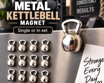 Kettlebell gym magnet for whiteboard, fitness planning gift for coach, trainer, athlete, home gym, box or workout board ·Wod & Fit