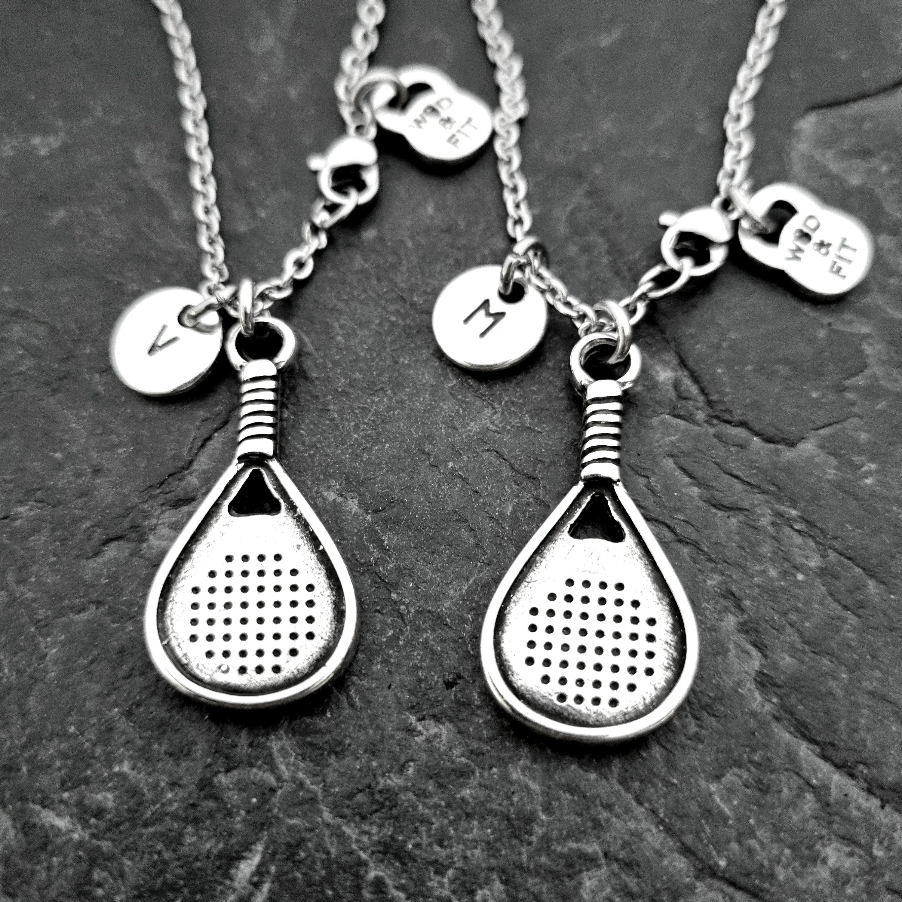 Personalized Initial Paddle Tennis Necklace, Sterling Silver Necklace, Paddle Tennis, Gift for Paddle Tennis Lovers/Padel Players
