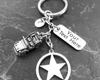 Offroad Keychain Star & Custom Tag - Wrangler Grille - Go Topless - Willys - 4x4 Offroad Rubicon -Dad Git - Cowgirl Gift - New Car Keychain