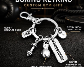 Personalized boxing glove keyring for boxer, fighter, boxing coach, trainer or athlete, custom combat sport gift - Wod & Fit