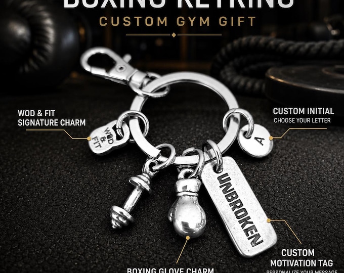 Personalized boxing glove keyring for boxer, fighter, boxing coach, trainer or athlete, custom combat sport gift - Wod & Fit