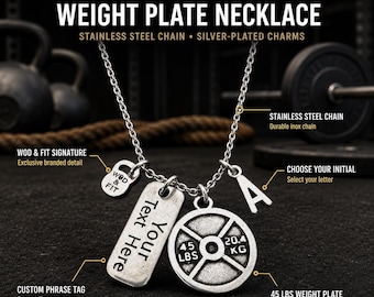 Gym Necklace Gift Weight Plate 45lbs Jackie Wod Custom Bodybuilding · Fitness Gift · Gym necklace · Weightlifter ·Crosstraining· WOD & FIT