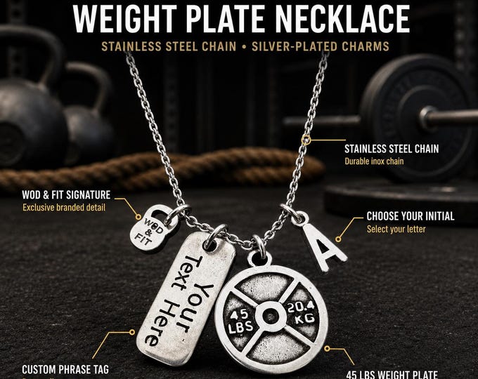 Gym Necklace Gift Weight Plate 45lbs Jackie Wod Custom Bodybuilding · Fitness Gift · Gym necklace · Weightlifter ·Crosstraining· WOD & FIT