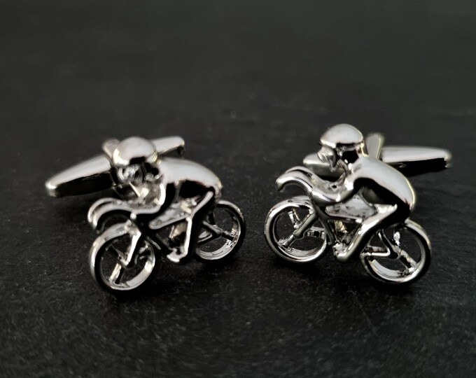 Cyclist Bike Cufflinks · Cyclist Racer Bike Cufflinks · Dad Gift · Bicycle Cufflinks · Gift for Cyclist· Biker Gifts · Cuff Links ·Wod & Fit