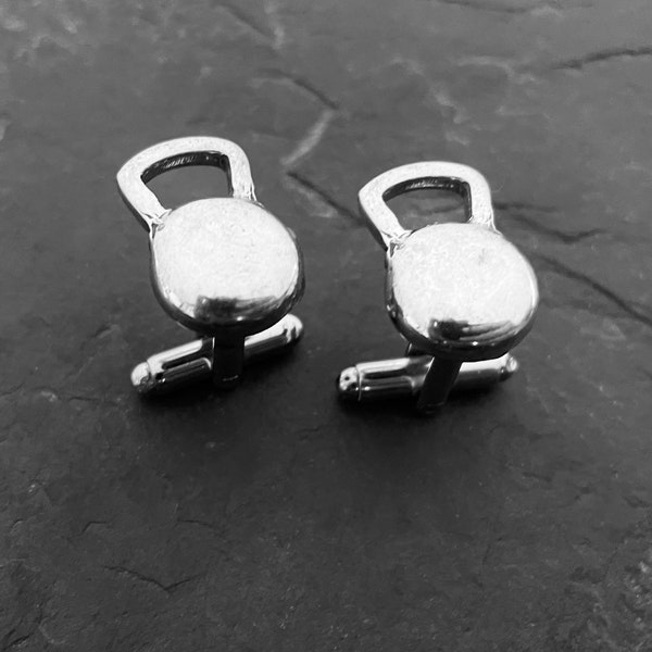 Kettlebell Cufflinks Slim · Shirt Cuff links · Fitness Gift · Bodybuilding Gift · Gym Gifts · Boyfriend Gift · Crosstraining Gift· Wod & Fit