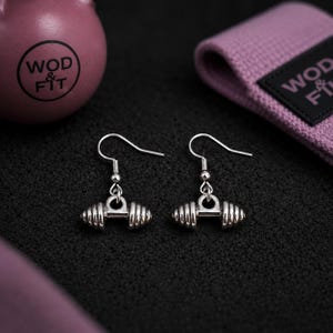 Örhängen för kvinnor med gympower, motivationsgåva för vältränad tjej, gymtjej, atlet, tränare eller sportig vän Wod & Fit Horiz.Barbell