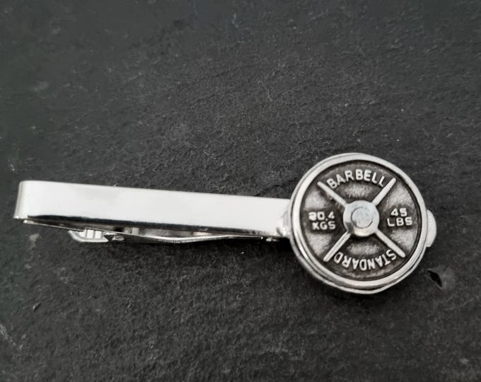 Weigt plate Tie Clip · Coach Gift · Barbell Standard Bodybuilding Gift · gifts for dad · gift for men · boyfriend gift ·Dad Gift Wod & Fit