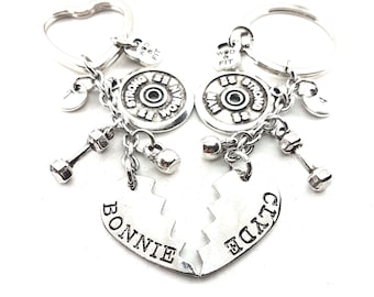 Couple Keychain Bonnie & Clyde · Gym Motivation · Couples Gift · Engagement gift · Anniversary gift · couples jewelry · Wod and Fit