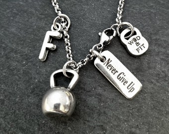 Gym Necklace Kettlebell Tabata Workout · Motivation Gift· Gym Gifts · Bodybuilding· Fitness Gifts · Custom Necklace· Name Necklace Wod & Fit