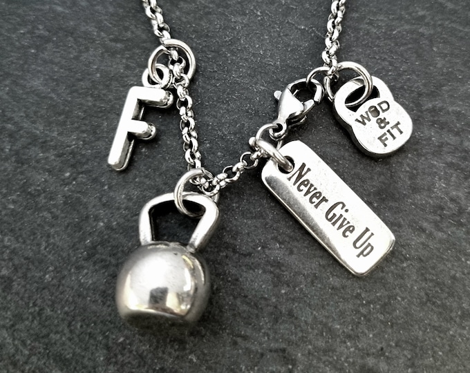 Gym Necklace Kettlebell Tabata Workout · Motivation Gift· Gym Gifts · Bodybuilding· Fitness Gifts · Custom Necklace· Name Necklace Wod & Fit