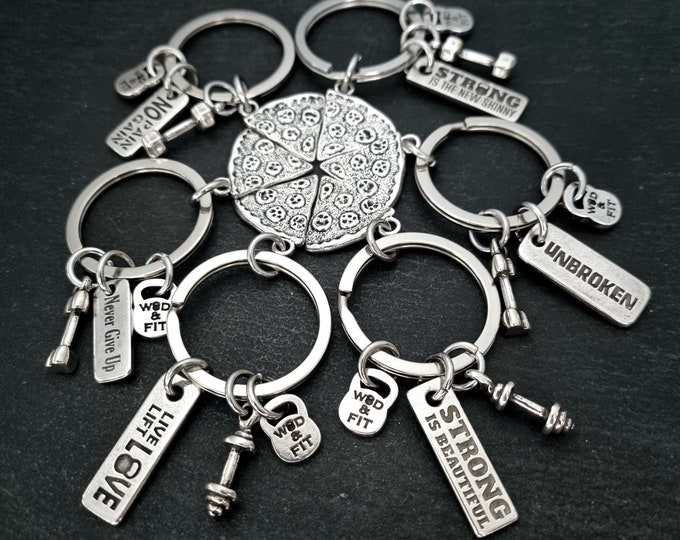 Custom key ring Gym Weight Pizza Motivation · Pizza Lover · Bff Gifts · Love Pizza · Coach Gift · Girlfriend Gift · Weight loss ·Wod & Fit