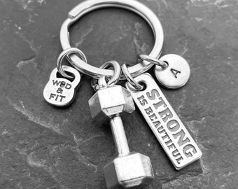 Strong is Beautiful Gym Key Ring Dumbbell · Gym Gifts · Personal Trainer· gift for her · Bodybuilding · Fitness Gift· Sport Gifts ·Wod & Fit