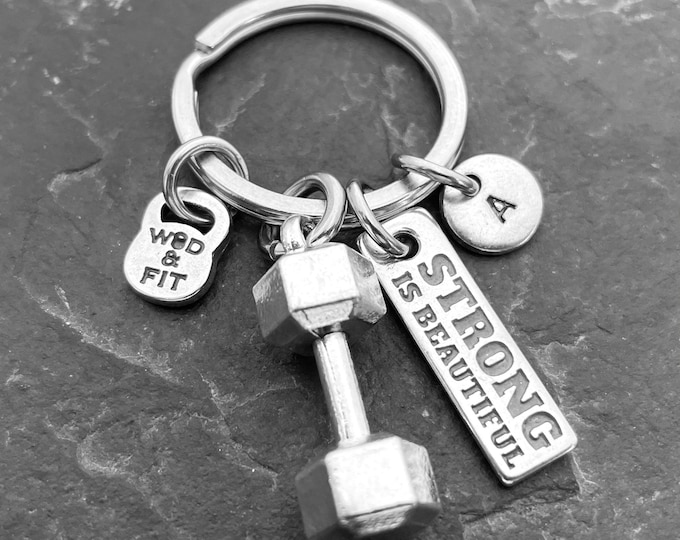 Gym Keychain Strong is Beautiful Dumbbell · Gym Gifts · Personal Trainer· gift for her · Bodybuilding · Fitness Gift· Sport Gifts ·Wod & Fit