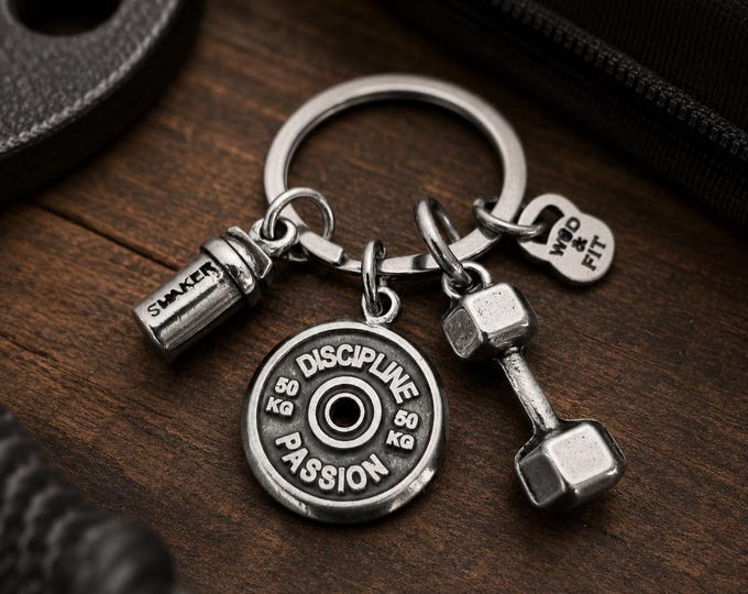 Gym Keyring Dumbbell Shaker Protein - Weight Plate - Workout Gifts- Motivation Gift - Weight Lifting - Gym Gifts - Fitness Gift - Wod & Fit