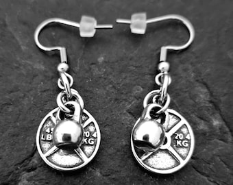 Gym Earrings Weight Plate 45lbs Kettlebell Earrings · Girlfriend Gift · Mom Gift · Bff Gifts · Gym Gift · lightweight earrings · Wod & Fit