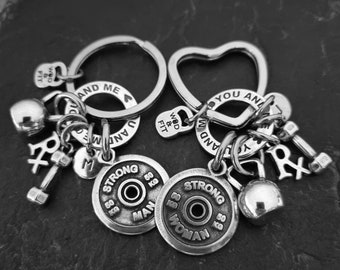 Gym Gifts Couple Gym Keyring You and Me · Weight Plate Strong Man · Strong Woman · Crosstraining · Bodybuilding · Fitness Gift · Wod & Fit