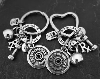 Gym Gifts Couple Gym Keyring You and Me · Weight Plate Strong Man · Strong Woman · Crosstraining · Bodybuilding · Fitness Gift · Wod & Fit