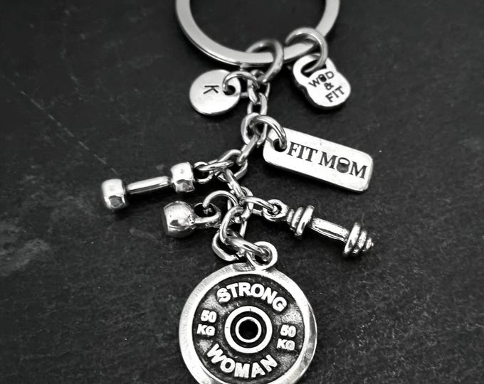 Gym Custom Key chain STRONG WOMAN Workout · BFF Gifts · Girlfriend Gift · Name Gift · Motivation Gift · Mom Gift · Weightlifter ·Wod & Fit
