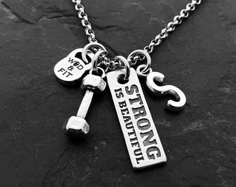 Custom Necklace Tully Workout Dumbbell Motivation  ·Personalized Gift ·Gym Necklace · Name Gift · Pendant Necklace· Dad Gift · GYMWod & Fit