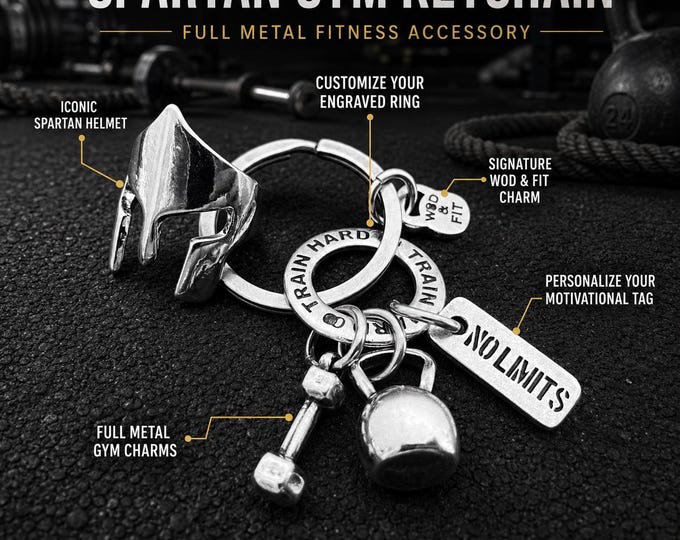 Warrior Workout Keychain, Spartan Style Helmet Gift, Fitness Motivation Keyring for Athlete · Custom gift · Wod & Fit