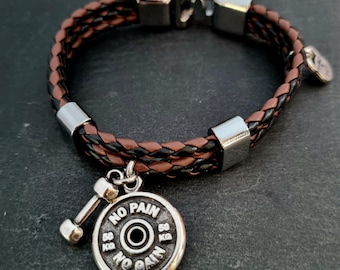 Leather Fitness Bracelet Greg Motivation Gift -Gym Gifts · Gym Lovers -Bodybuilding Bracelet - Barbell Bracelet - Fitness Gift - Wod & Fit