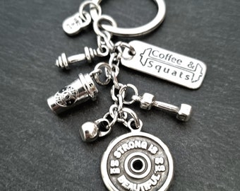 Custom Keychain GYM and Coffee Workout Gift · Best Friend Gift · Best Coach Gift · Fitness Gift · Motivation Gift· Sister Gift · Wod & Fit