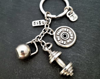 Gym Keychain BIG Barbell Kettlebell Workout Gift · Fitness gifts · Weight Lifting · Boyfriend Gift · Coach Gift · bff Gift · GYM · Wod & Fit