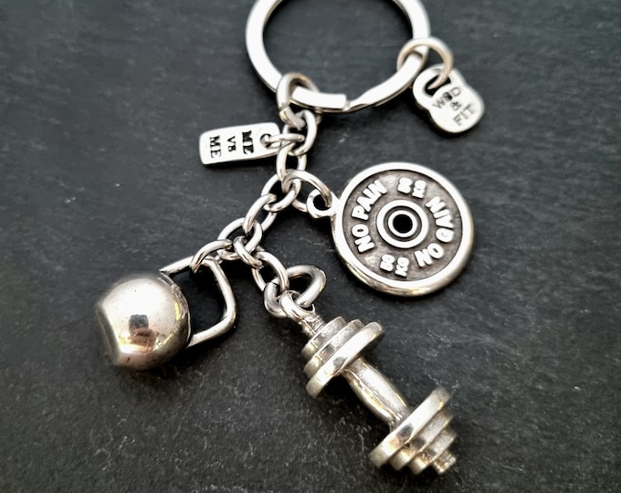 Gym Keychain BIG Barbell Kettlebell Workout Gift · Fitness gifts · Weight Lifting · Boyfriend Gift · Coach Gift · bff Gift · GYM · Wod & Fit