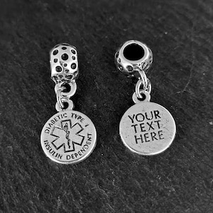 Personalized Medical ID Charm - Medical Alert Charm Bracelets Necklace Keychain - Medical Alert Bracelet · Allergy - Diabetic · EPI PEN ·