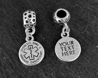 Personalized Medical ID Charm - Medical Alert Charm Bracelets Necklace Keychain - Medical Alert Bracelet · Allergy - Diabetic · EPI PEN ·