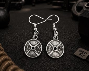 Gym Earrings Girl Power Workout · Gym gift · Girlfriend gift · Kettlebell Earrings · Weight Lifting · Gift for Mom · Fitness Gift ·Wod & Fit