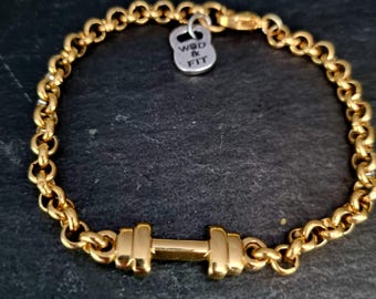 Gym Bracelet Barbell Gold ·Gym Jewelry · Bodybuilding - Fitness Gifts  Gym Gifts ·  workout bracelet · Crosstraining · Wod & Fit