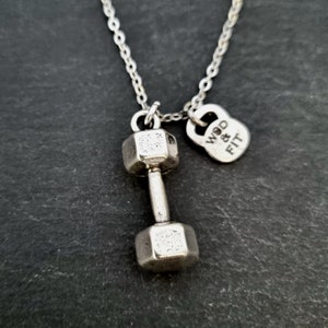 Gym Dumbbell Necklace · Fitness Necklace · Boyfriend Necklace · Girlfriend Gift · Gym Necklace · Pendant Necklace · Husband Gift · Wod & Fit