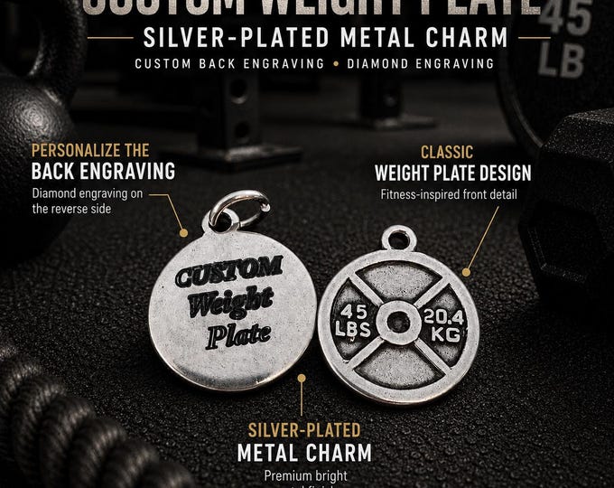 Personalized 45 lb Weight Plate Charm, Custom Gym Pendant, Fitness Gift for Lifter and Gym Lover ·Personalized Gift · Name Gift ·Wod & Fit