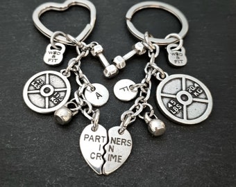 Couples Keychain Gym Partners in Crime Weight Plate 25lbs 45lbs · Anniversary gifts ·Wedding gifts· Engagement gifts · Wife Gift · Wod & Fit