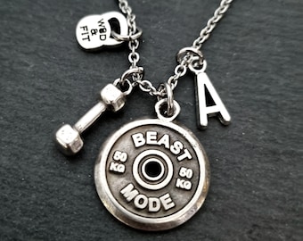 GYM Necklace Motivation Weight Plate ·  Initial Necklace · Gym Gifts · Weight Lifting · Bodybuilding · Boyfriend Gift · Fitness · Wod & Fit