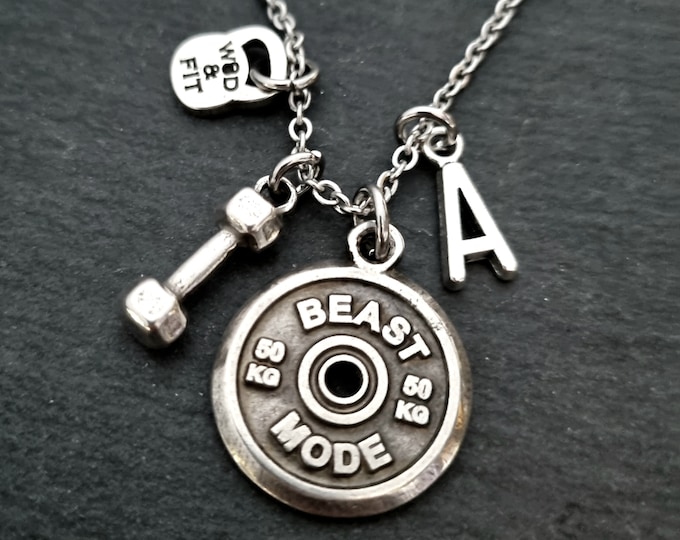 GYM Necklace Motivation Weight Plate ·  Initial Necklace · Gym Gifts · Weight Lifting · Bodybuilding · Boyfriend Gift · Fitness · Wod & Fit