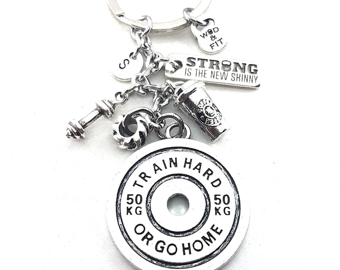 Gym Keychain Train Hard or Go Home Coffee Iron Tire · Custom Gifts · Fitness Gift · Best friend Gift · Weight lifter · Dad Gift · Wod & Fit