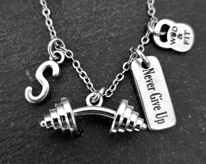 GYM Necklace Bent Barbell · Initial Necklace · Boyfriend gift · Best freind Gift · Personal trainr Gift · Barbell Necklace · Wod & Fit
