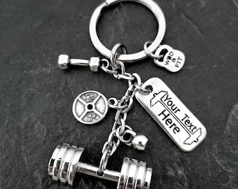 Gym Custom Keychain Barbell Exercise Gym Gift · Personalized gift · Fitness Gift · Bodybuilding · Weight Lifting· Crosstraining ·Wod & Fit