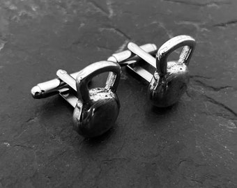 Kettlebell Cufflinks Slim · Shirt Cuff links · Fitness Gift · Bodybuilding Gift · Gym Gifts · Boyfriend Gift · Crosstraining Gift· Wod & Fit