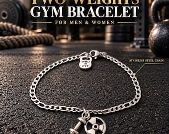 Gym Bracelet Two Weights· Workout Gifts · Fitness Bracelet · Crosstraining · Weight lifter Gift · Unisex Bracelet · Bodybuilding Wod & Fit