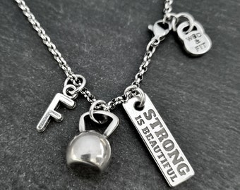 Gym Necklace Kettlebell Tabata Workout · Motivation Gift· Gym Gifts · Bodybuilding· Fitness Gifts · Custom Necklace· Name Necklace Wod & Fit