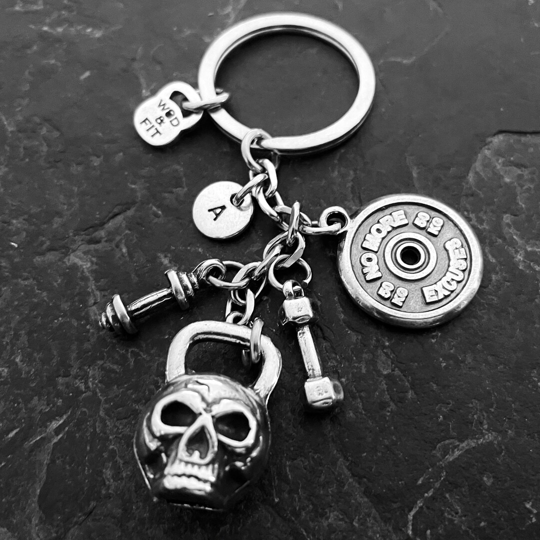 Llavero Gimnasio Kettlebell Calavera Disco Motivación Regalo Etsy España