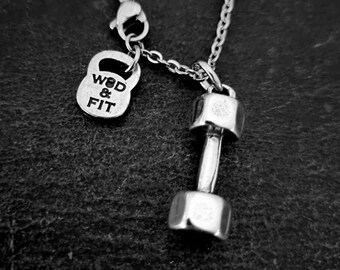 Gym Necklace Dumbbell Medium · Gym Gift- Fitness Necklace · Bodybuilding · Dumbbell Pendant · Boyfriend Gift · Gift for Coach · Wod & Fit