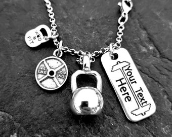 Gym Custom Necklace Kettlebell · Personalized Gift · Bodybuilding · Gym Gifs ·Bff Gifts ·Bithday Gift · Coach Gift · Crosstraining·Wod & Fit