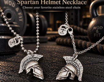Spartan helmet necklace for men, warrior jewelry symbol of strength and courage, gift for athlete, gym lover,Necklace for men · Wod & Fit