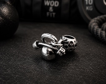Abalorio Gimnasio para pulsera Pulsera Kettlebell Barra - Pulsera Fitness- Pulsera Gimnasio - Abalorio Pandora - Crosstraining- Wod & Fit