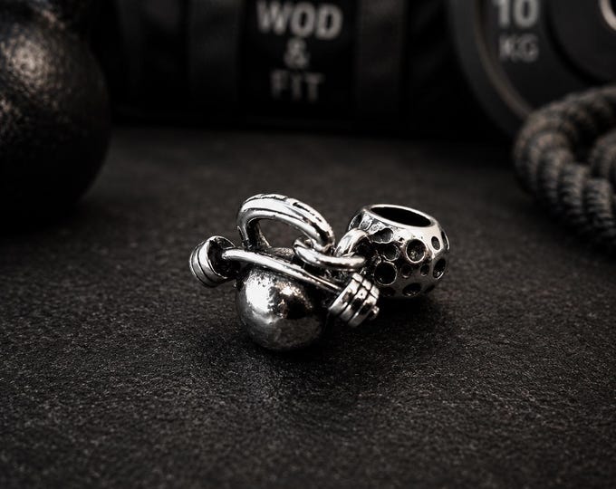 Abalorio Gimnasio para pulsera Pulsera Kettlebell Barra - Pulsera Fitness- Pulsera Gimnasio - Abalorio Pandora - Crosstraining- Wod & Fit